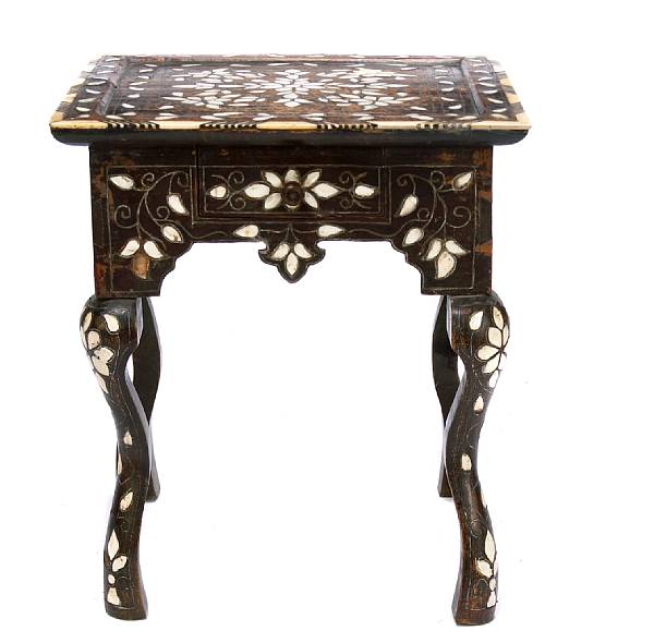 Appraisal: An Anglo Indian mother-of-pearl and bone inlaid small table height