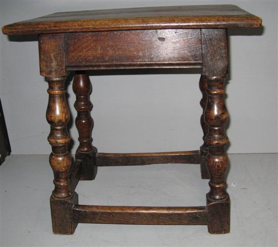 Appraisal: th century oak joint stool on turned supports h w