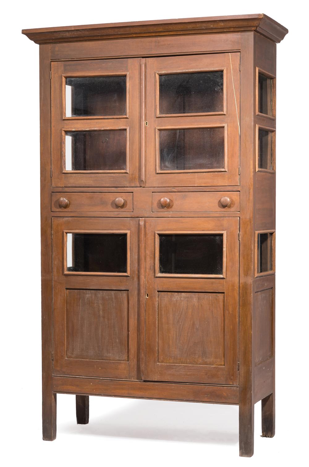 Appraisal: Southern Walnut Garde Manger th c two glazed doors two