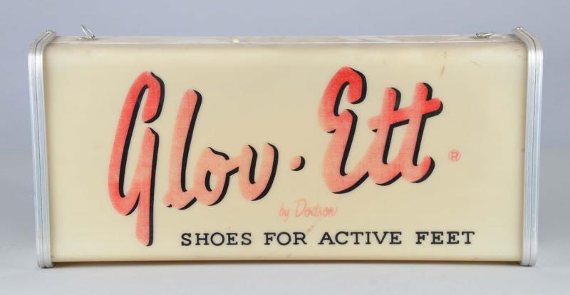 Appraisal: Glov-Ett By Dodson Shoes Lighted Advertising Sign Plastic front does