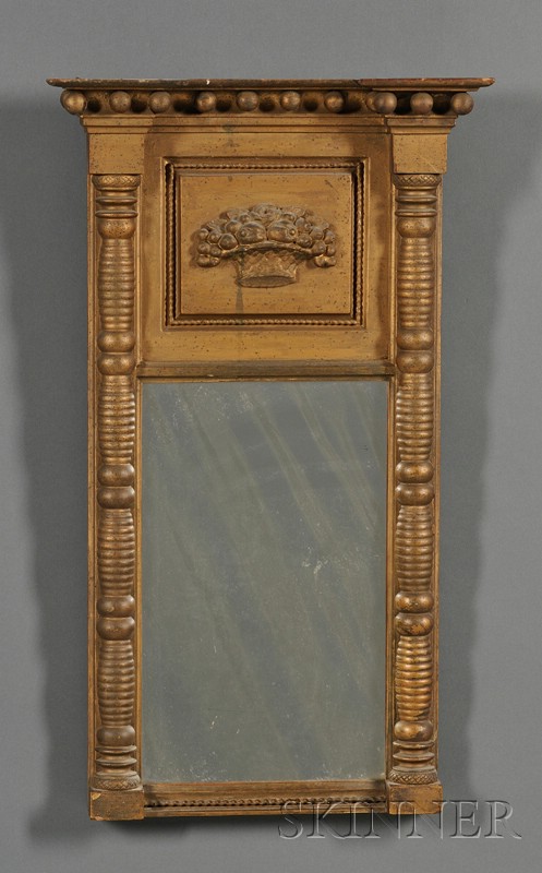 Appraisal: Federal Gilt-gesso and Wood Mirror Massachusetts c - the molded