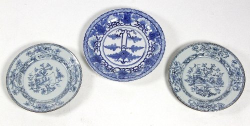 Appraisal: A pair of Chinese blue and white plates Qianlong painted