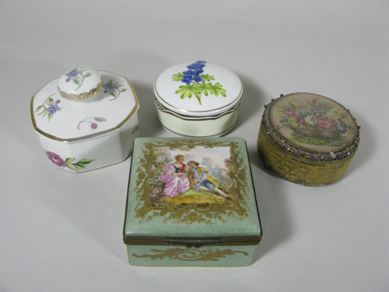 Appraisal: Four Dresser Boxes the first with celadon glaze with courting