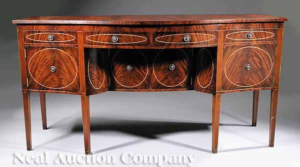 Appraisal: An Antique George III-Style Inlaid Mahogany Sideboard in the Hepplewhite