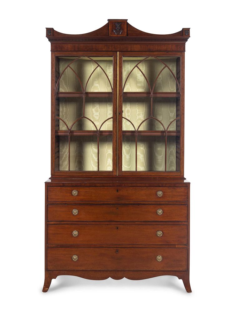 Appraisal: A George III Mahogany Rent Collector's Secretary Bookcase A George