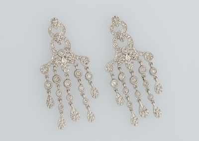 Appraisal: A Pair of k Gold and Diamond Chandelier Earrings k