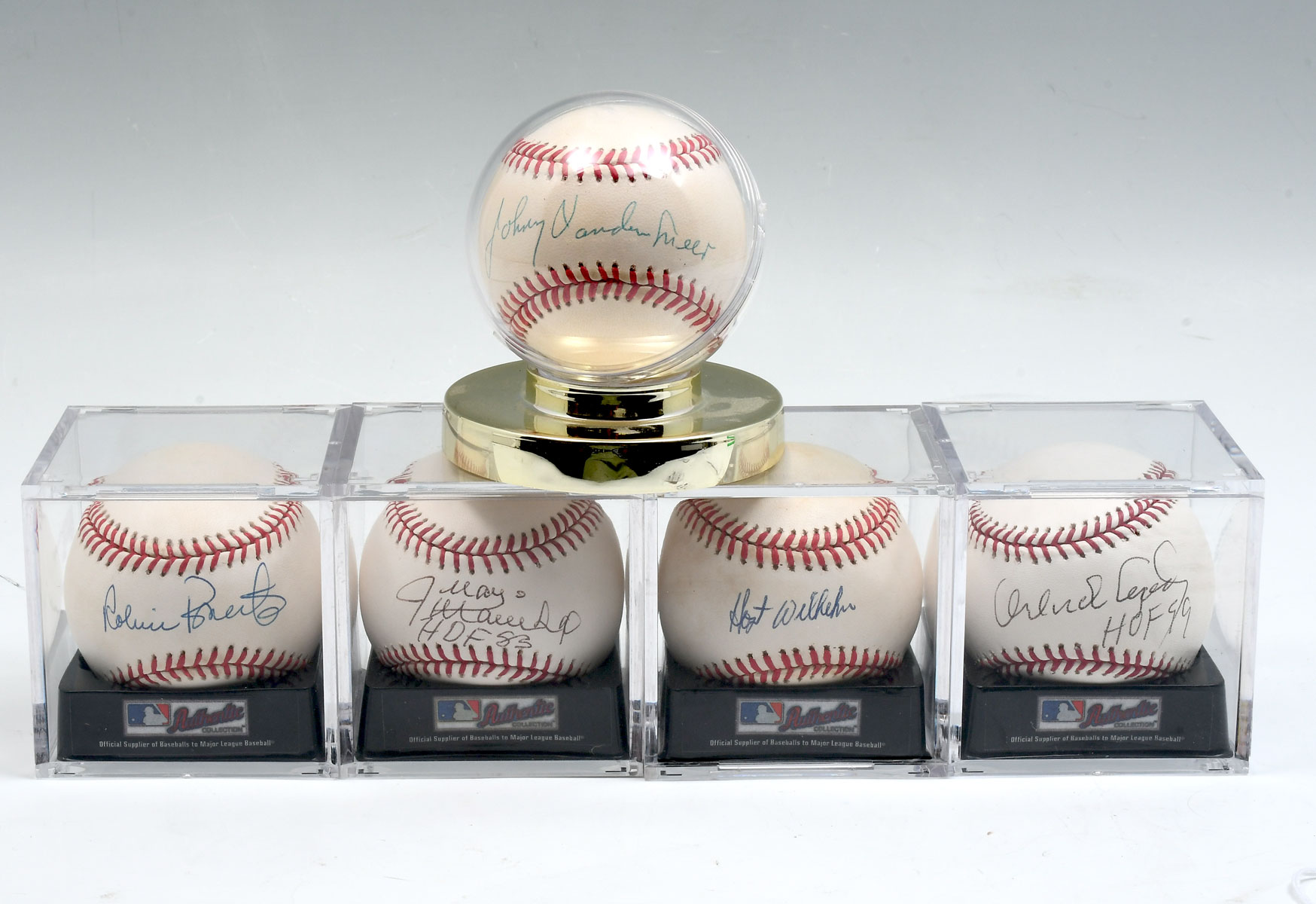 Appraisal: FIVE AUTOGRAPHED MLB BASEBALLS Five signed MLB baseballs to include