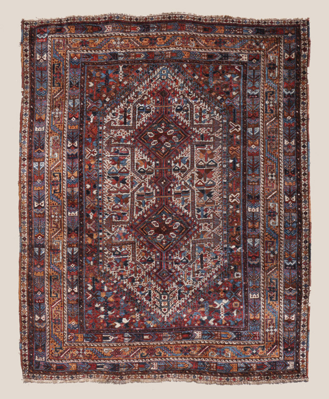 Appraisal: SEMI-ANTIQUE PERSIAN SHIRAZ HAND KNOTTED WOOL RUG ' '' x