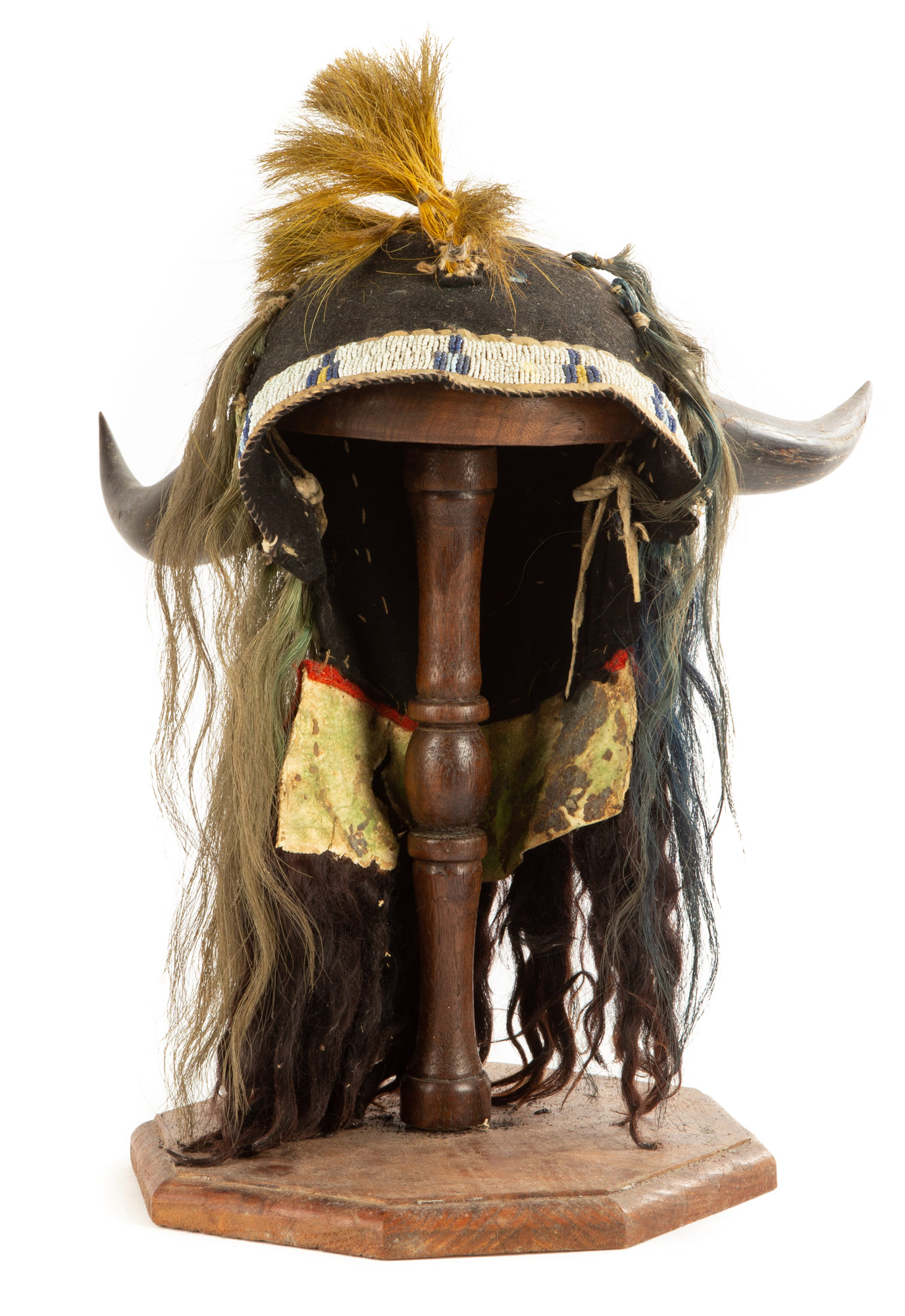 Appraisal: NATIVE AMERICAN HEADDRESS circa with beadwork and horns