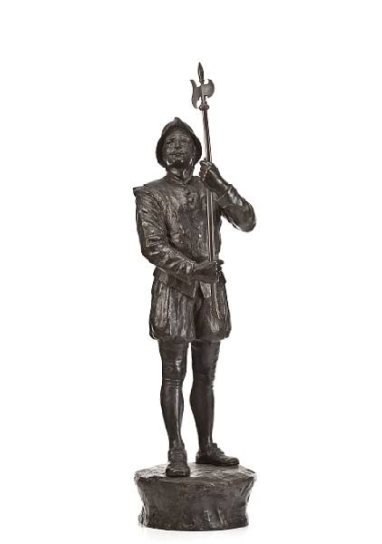 Appraisal: A patinated bronze figure of a soldier early th century