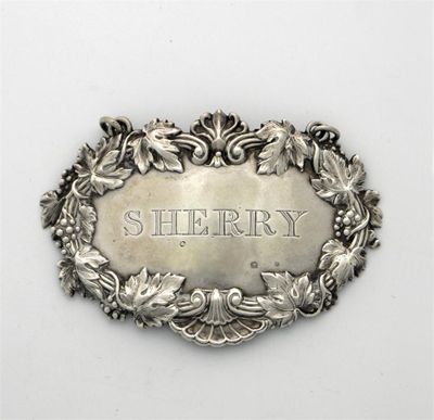 Appraisal: An early Victorian 'SHERRY' label with a stamped border of