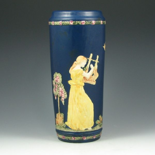 Appraisal: Weller Decorated Blue Ware vase with Classical women Unmarked Minor