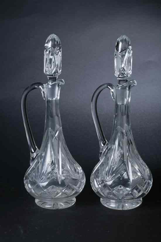 Appraisal: PAIR CUT-CRYSTAL CLARET DECANTERS th century - in high overall