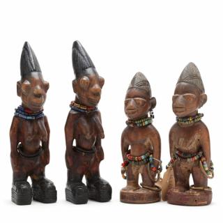 Appraisal: Nigeria Two Sets of Yoruba Ibedji Twin Figures a set