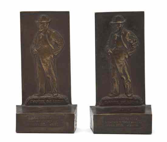 Appraisal: A Pair of American Bronze Bookends Paul Herzel each done