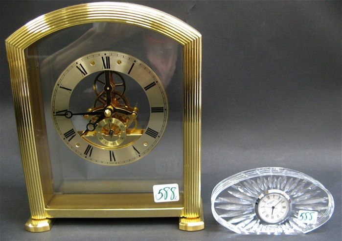 Appraisal: TWO QUARTZ DESK CLOCKS one a Waterford Crystal clock oval