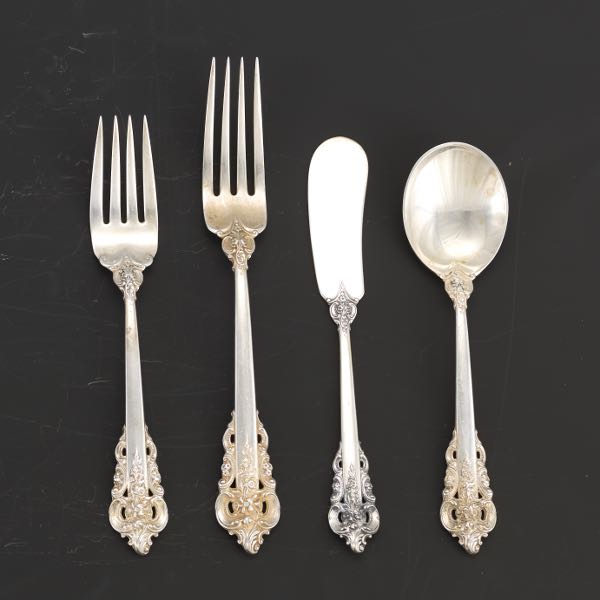 Appraisal: WALLACE STERLING FLATWARE GRAND BAROQUE PATTERN pieces total including flat