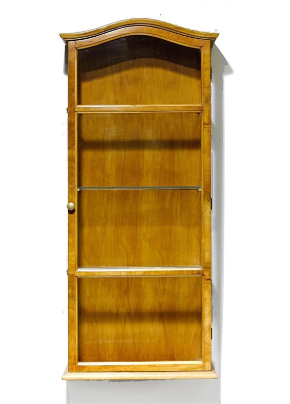 Appraisal: HANGING GLASS CASE Biedermeier style Walnut shelves x x cm