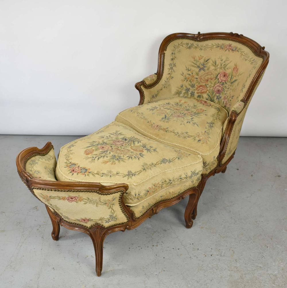 Appraisal: FRENCH NEEDLEPOINT BEECHWOOD DUCHESSE BRISEEIn a Louis XV style the