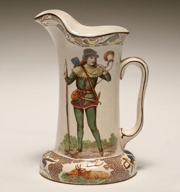 Appraisal: Buffalo Art Pottery Robin Hood ceramic pitcher colorful transfered images