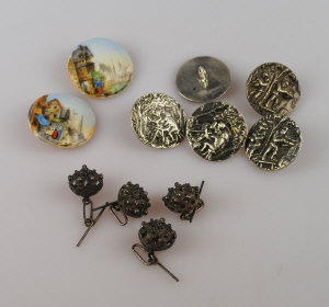 Appraisal: Collection of interesting buttons including five silver cast buttons Birmingham