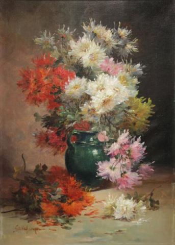 Appraisal: GODCHAUX Emile Oil on Canvas Still Life ofFlowers Signed lower