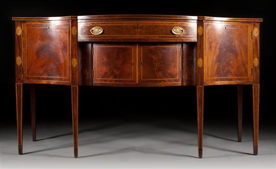 Appraisal: Federal style inlaid mahogany serpentine-front sideboard Potthast Brothers Baltimore Maryland