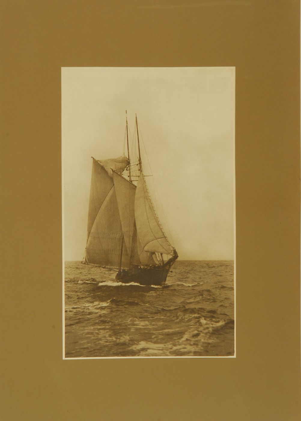 Appraisal: FRAMED BLACK AND WHITE PHOTOGRAPH Early th CenturyTwo-masted schooner x