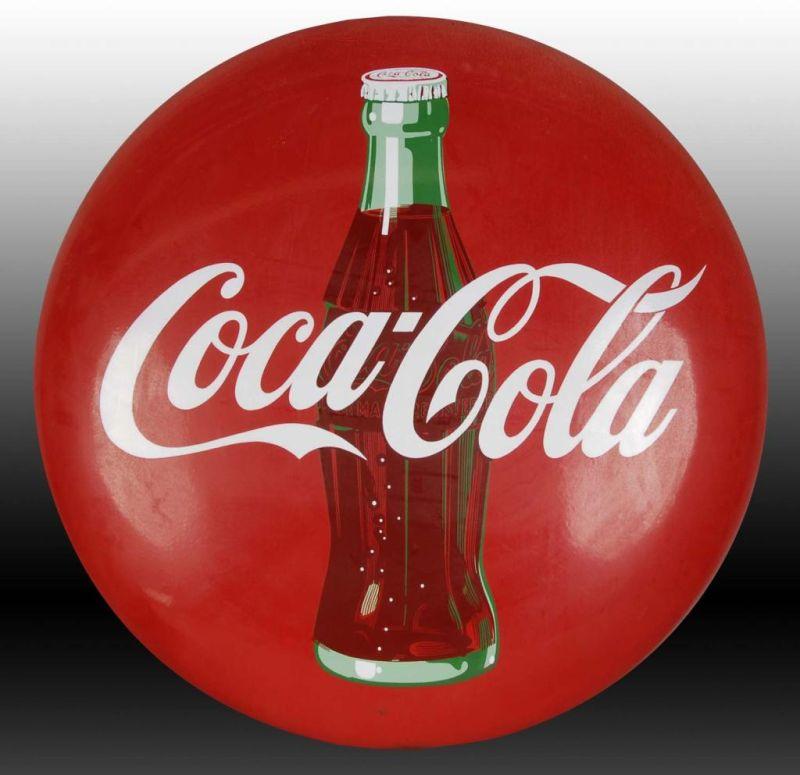 Appraisal: Coca-Cola Porcelain Button Sign Description Circa s Some stains slight