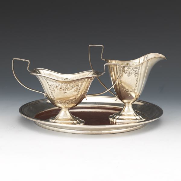 Appraisal: WEBSTER STERLING SILVER SUGAR BOWL AND CREAMER ON SILVER PLATE