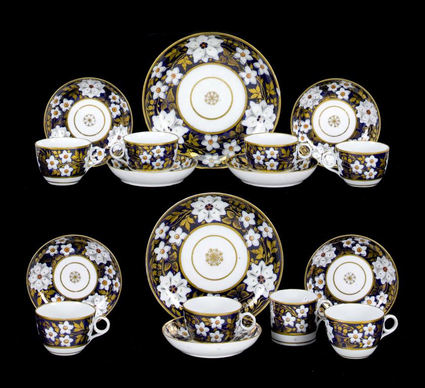 Appraisal: A NEW HALL TEA AND COFFEE SERVICE painted with large