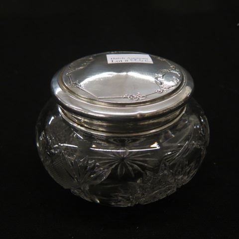 Appraisal: Sterling Silver Cut Glass Dresser Box diameter excellent