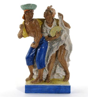 Appraisal: A Joyce Bidder pottery figure group glazed in colours incised