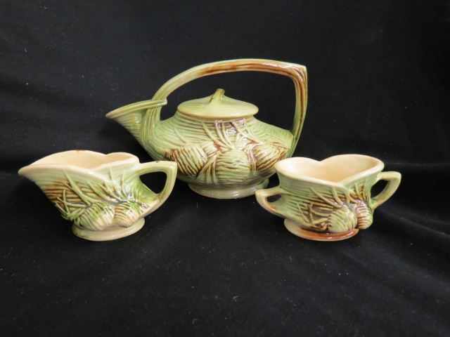 Appraisal: pc McCoy Pottery Tea Set pinecone pattern teapot tall