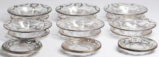 Appraisal: Group of Cut Glass With Silver Overlay Dishes Comprising six