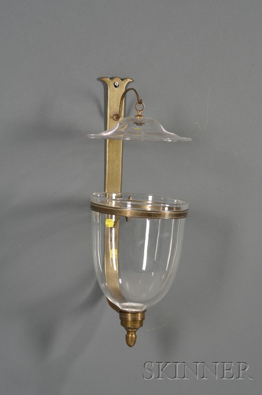 Appraisal: Pair of Colorless Glass and Brass Single Light Candle Sconces