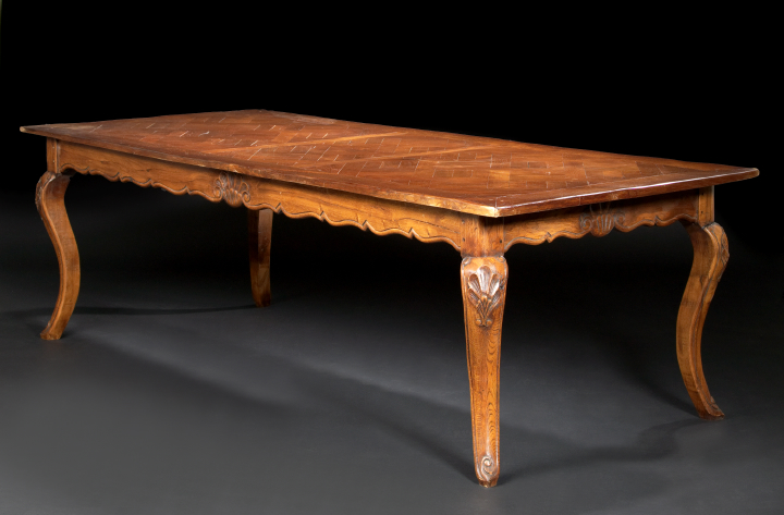 Appraisal: Provincial XV-Style Fruitwood and Parquetry Dining Table th century the