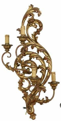 Appraisal: Italian Louis XV style giltwood wall sconce mid th c