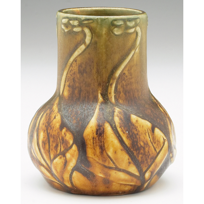 Appraisal: Van Briggle vase c raised designof budding plants with whiplash