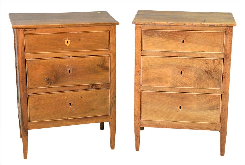 Appraisal: Pair of Continental Three Drawer Diminutive Chests height inches top