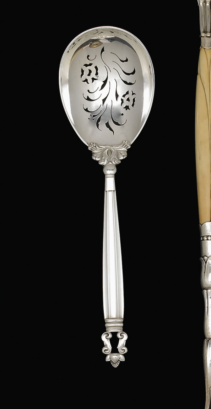 Appraisal: Georg Jensen sterling silver 'Acorn' pattern serving spoon th century