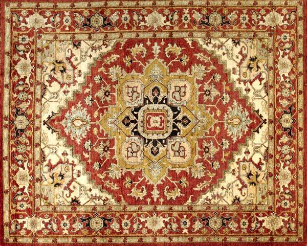 Appraisal: PESHAWAR SERAPI Room-size rug with a large mustard and sand