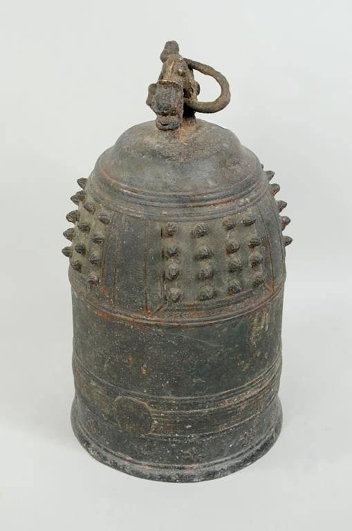 Appraisal: Large Japanese Bronze Temple Bell Large Japanese bronze temple bell