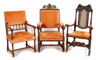 Appraisal: A French carved and turned walnut open armchair in Henry