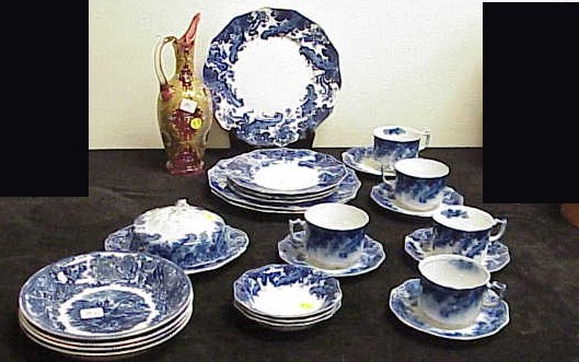 Appraisal: Grindley Co Argyle pattern flow blue porcelain consisting of three