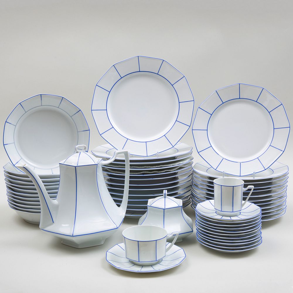 Appraisal: A Lanternier Cie Limoges Blue and White Porcelain Part Service