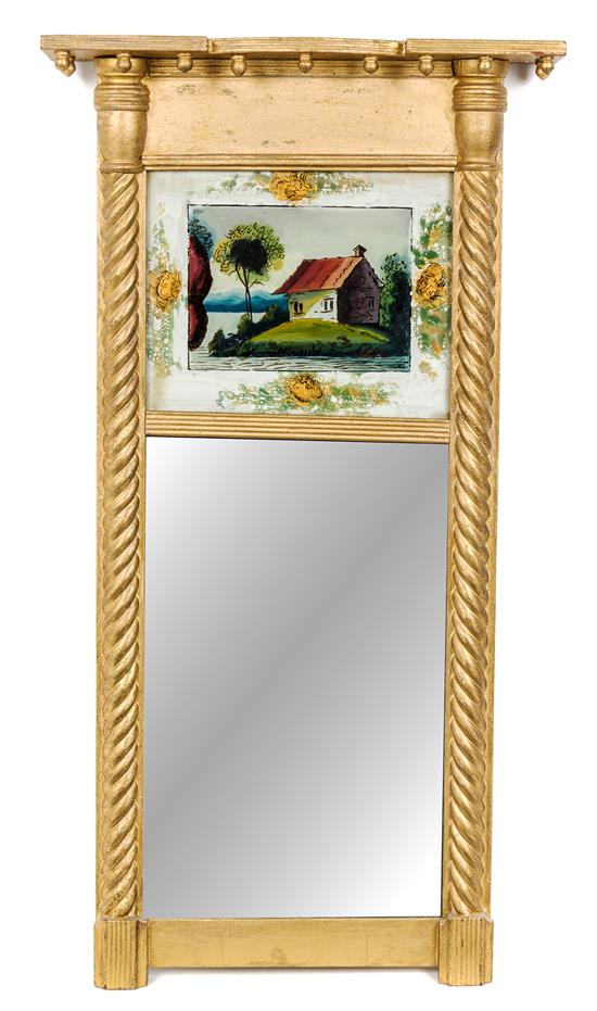 Appraisal: Sale Lot An American Giltwood and Eglomise Decorated Mirror th