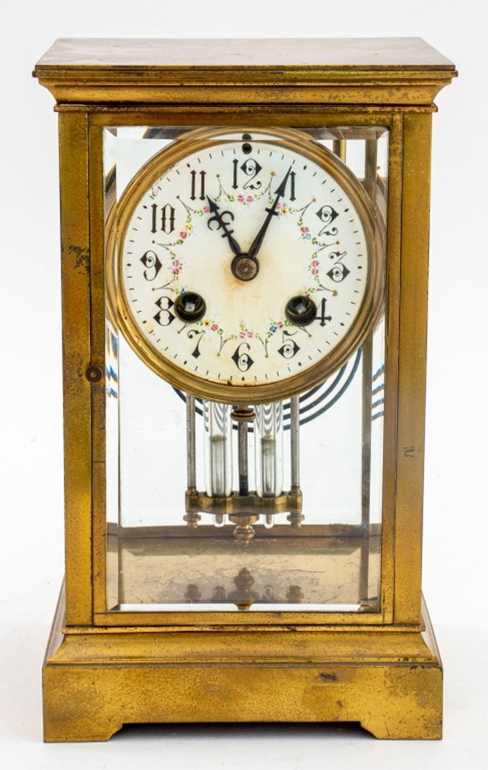 Appraisal: GILT BRONZE FOUR GLASS CLOCK MERCURY PENDULUM Gilt bronze four