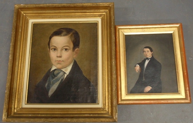 Appraisal: - Two th c oil on canvas portraits one of