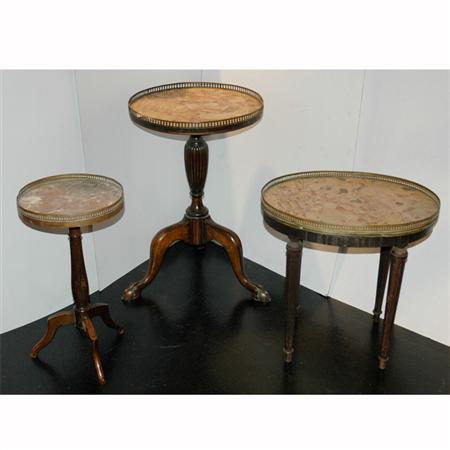 Appraisal: Group of Three Marble Top Mahogany Occasional Tables Estimate -